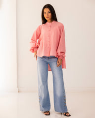 LINEN OVERSIZED BLOUSE-PINK