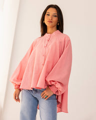 LINEN OVERSIZED BLOUSE-PINK