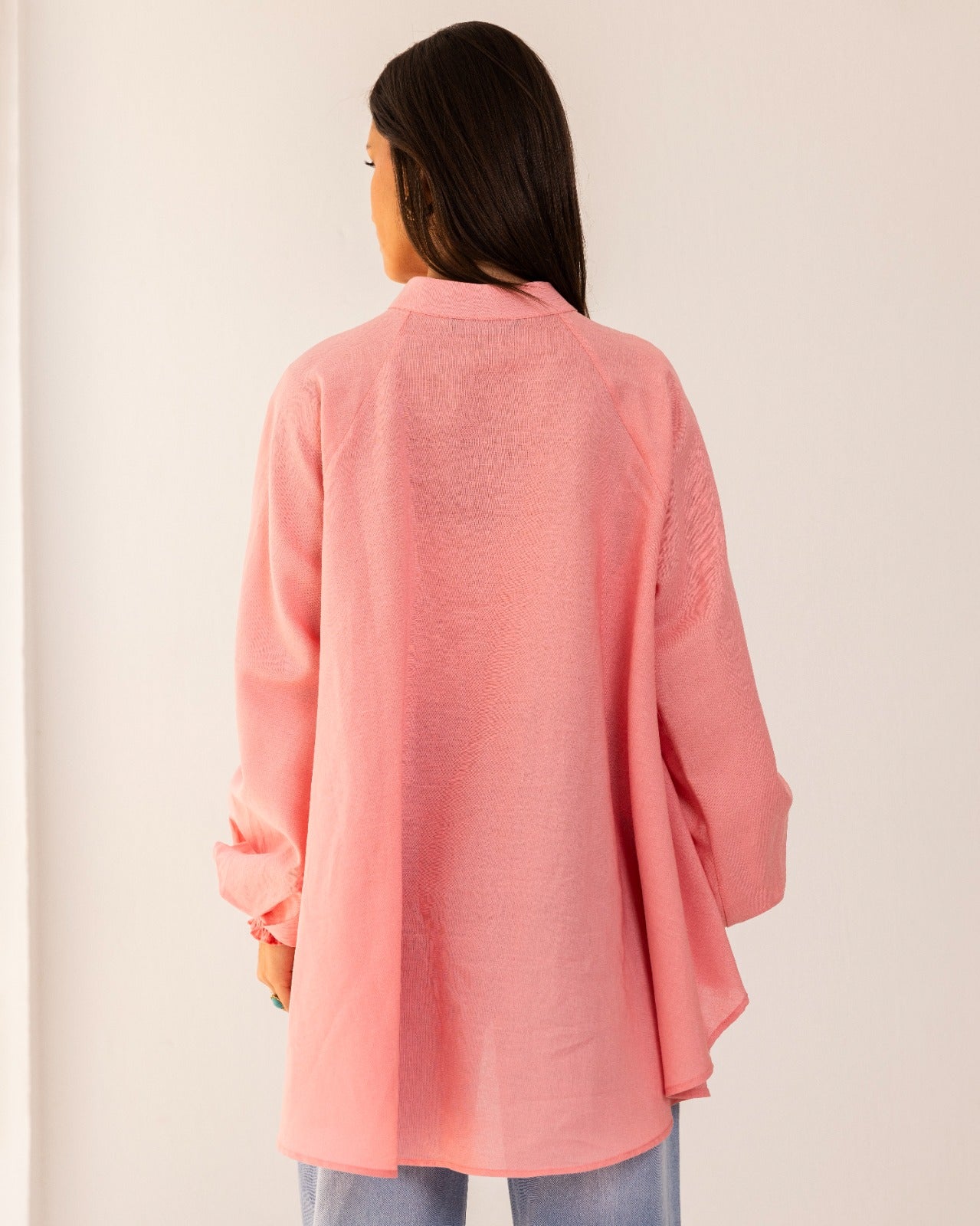 LINEN OVERSIZED BLOUSE-PINK