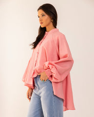LINEN OVERSIZED BLOUSE-PINK