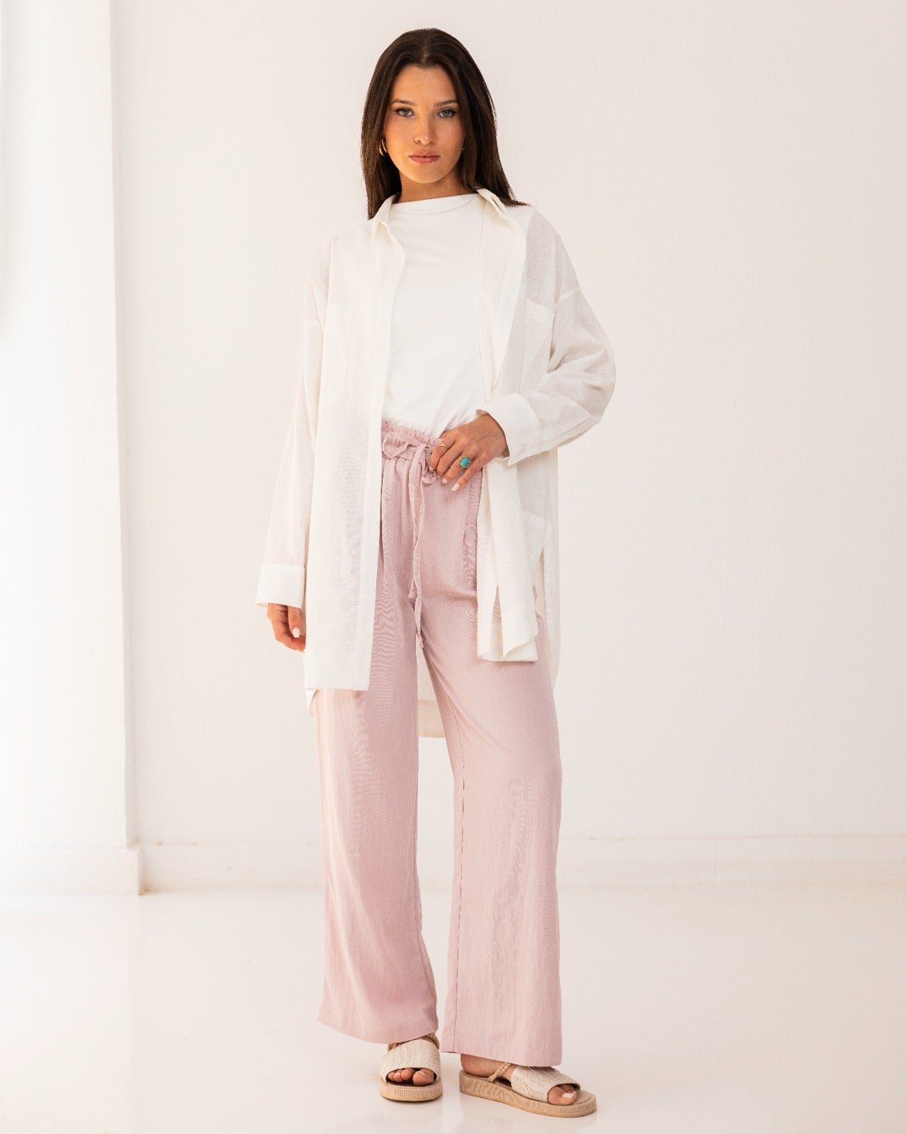 OVERSIZED PURE LINEN SHIRT-OFF WHITE