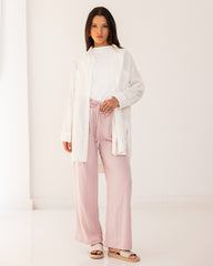 OVERSIZED PURE LINEN SHIRT-OFF WHITE
