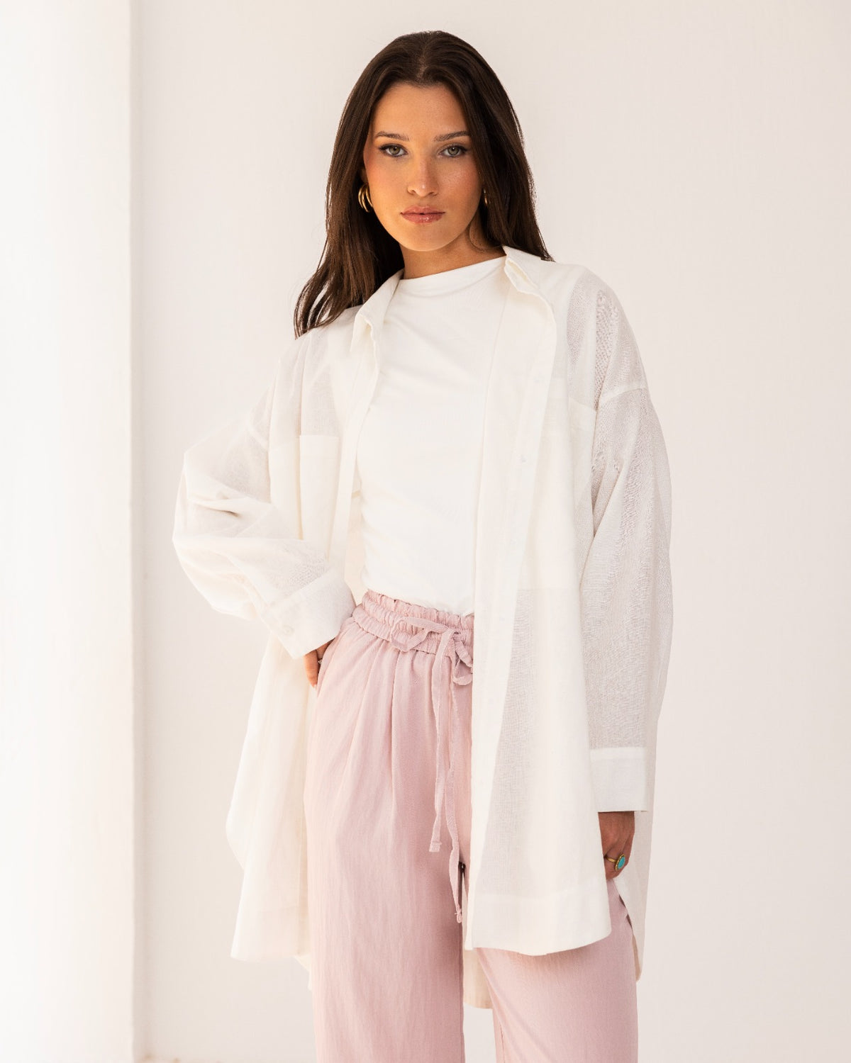 OVERSIZED PURE LINEN SHIRT-OFF WHITE