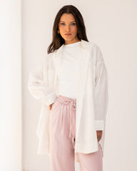 OVERSIZED PURE LINEN SHIRT-OFF WHITE