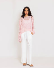 OVERSIZED CUTWORK BLOUSE-PINK