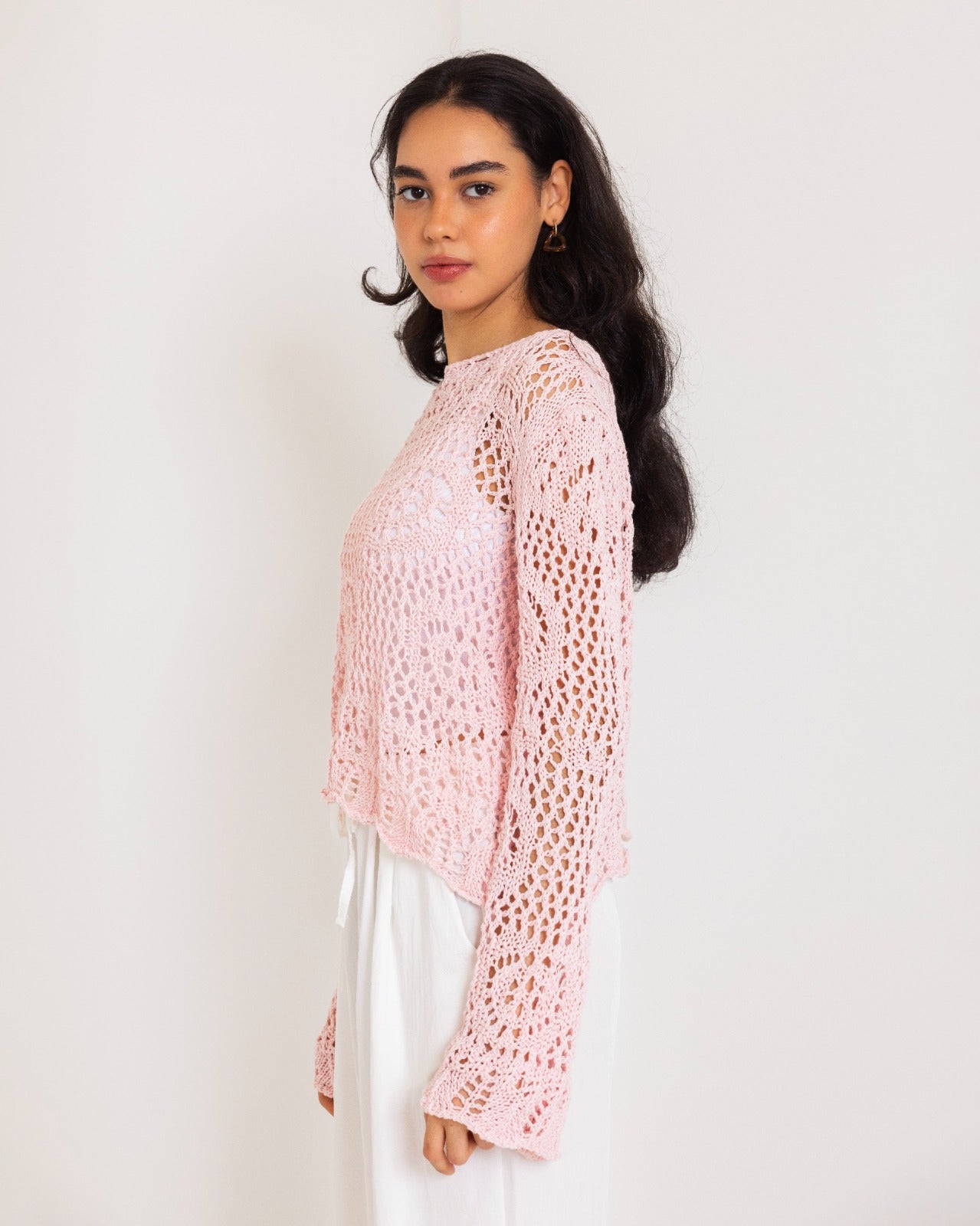 OVERSIZED CUTWORK BLOUSE-PINK