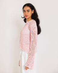 OVERSIZED CUTWORK BLOUSE-PINK