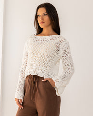 OVERSIZED CUTWORK BLOUSE-OFF WHITE