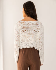 OVERSIZED CUTWORK BLOUSE-OFF WHITE