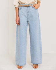 EXTRA STRASS DENIM PANTS-ICED