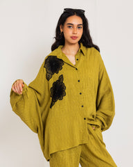 FLOWERED CRINKLE BLOUSE-LEMON