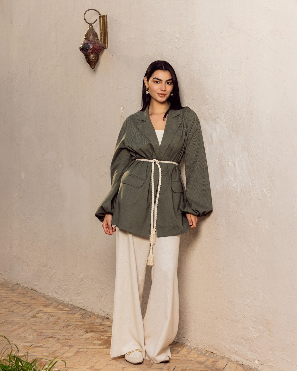 LINEN JACKET-OLIVE