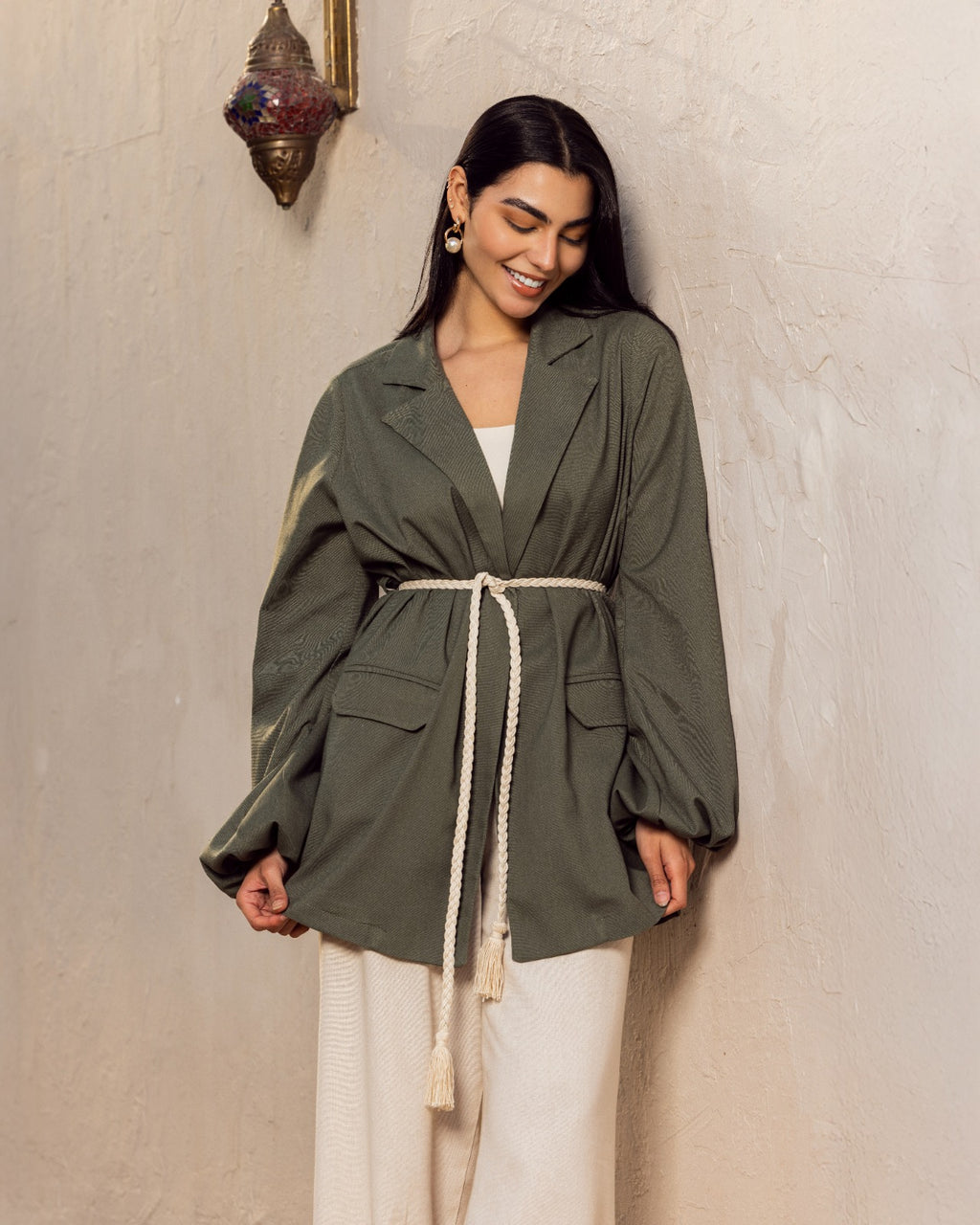 LINEN JACKET-OLIVE