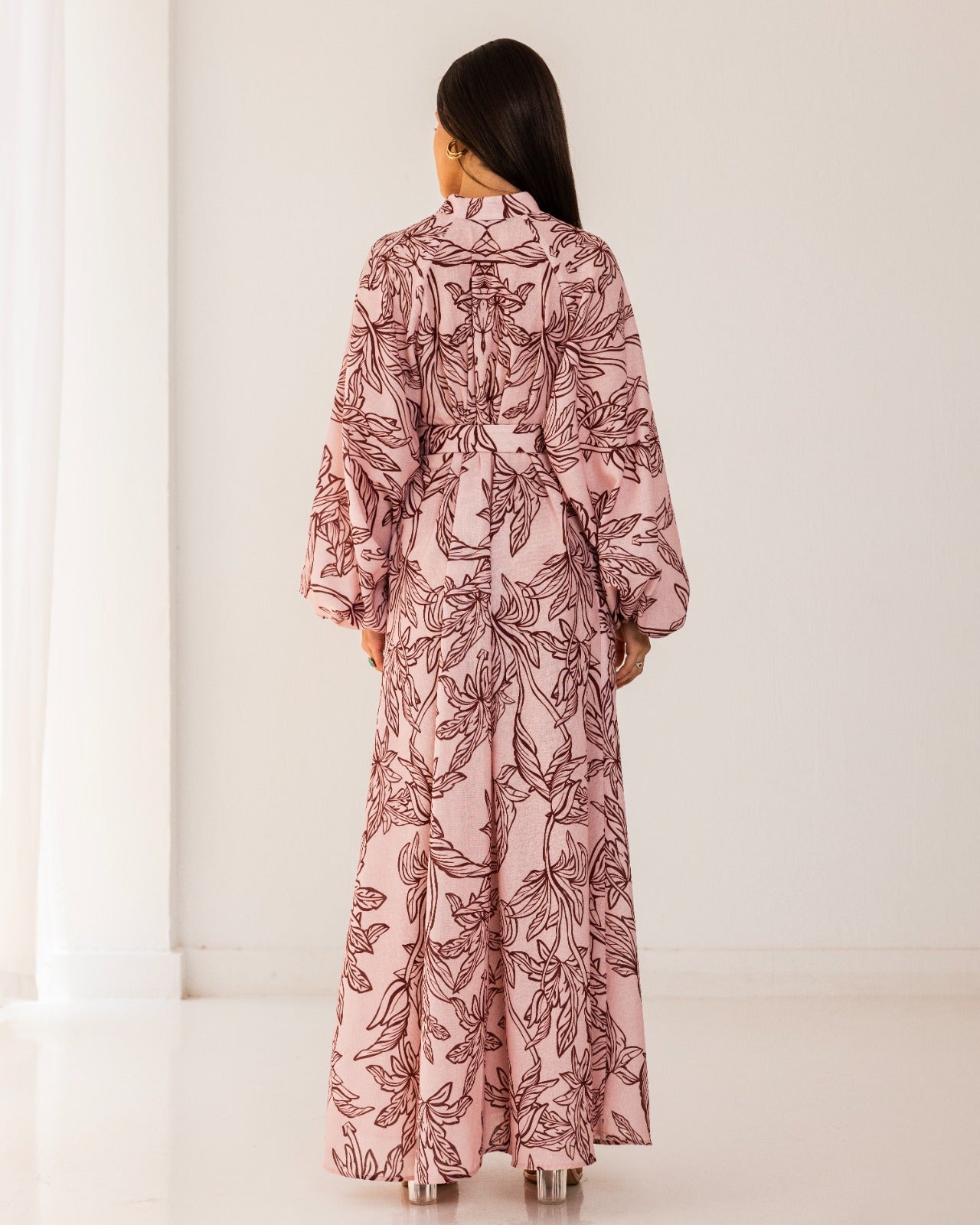 PRINTED SHIRT DRESS-PINK