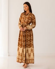 BORDERED LONG SHIRT DRESS