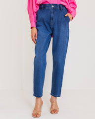 MOMFIT DENIM PANTS-BLUE BLACK