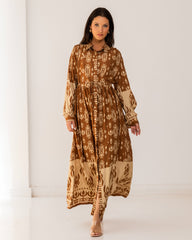 BORDERED LONG SHIRT DRESS
