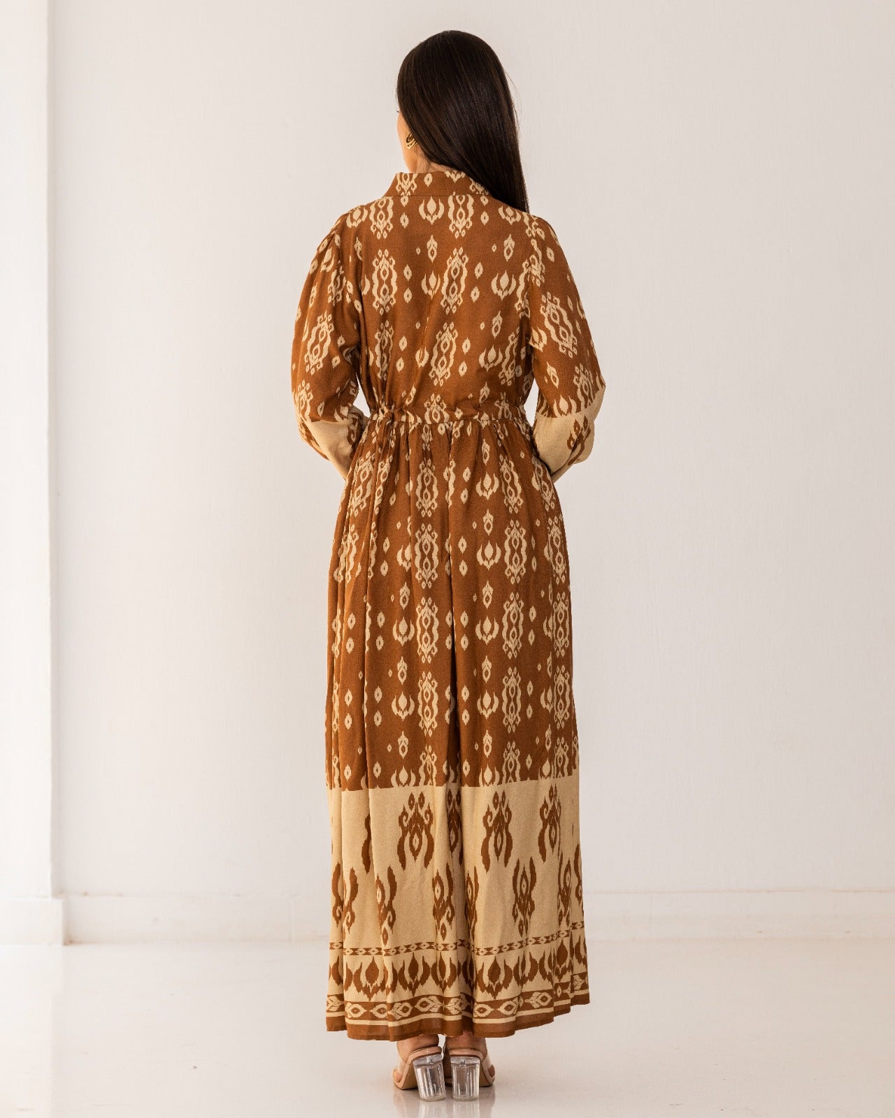 BORDERED LONG SHIRT DRESS