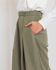 CLASSIC WIDE LEG PANTS-OLIVE