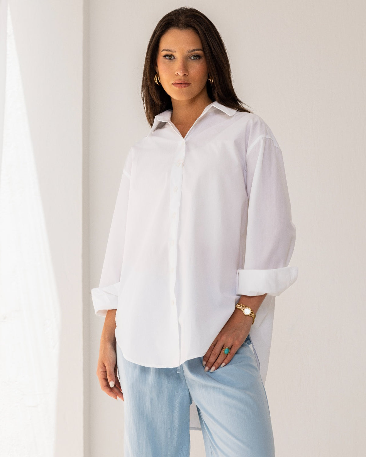 OVERSIZED POPLIN SHIRT-WHITE