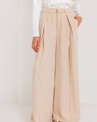 CLASSIC WIDE LEG PANTS-BEIGE