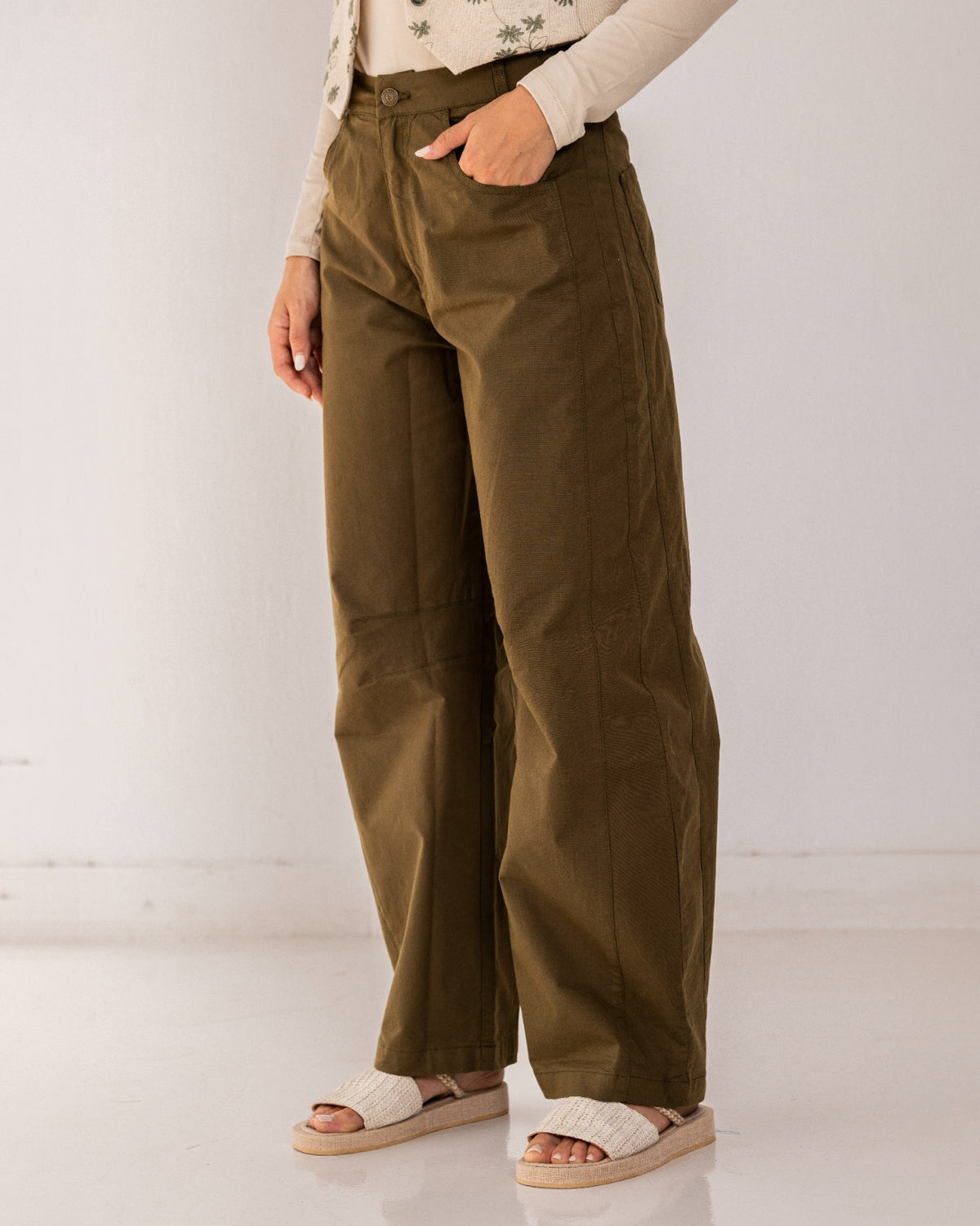 BALLON GABARDINE PANTS-OLIVE