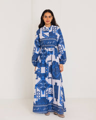 PATCH WORK DRESS -BLUE