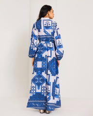 PATCH WORK DRESS -BLUE