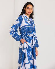 PATCH WORK DRESS -BLUE