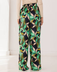 PRINTED COTTON PANTS-GREEN