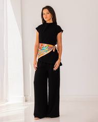 PLAIN LOW WAIST PANTS-BLACK