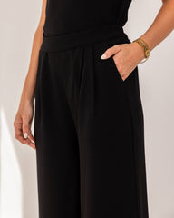 PLAIN LOW WAIST PANTS-BLACK