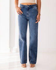 STRAIGHT DENIM PANTS-LIGHT BLUE