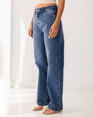 STRAIGHT DENIM PANTS-LIGHT BLUE
