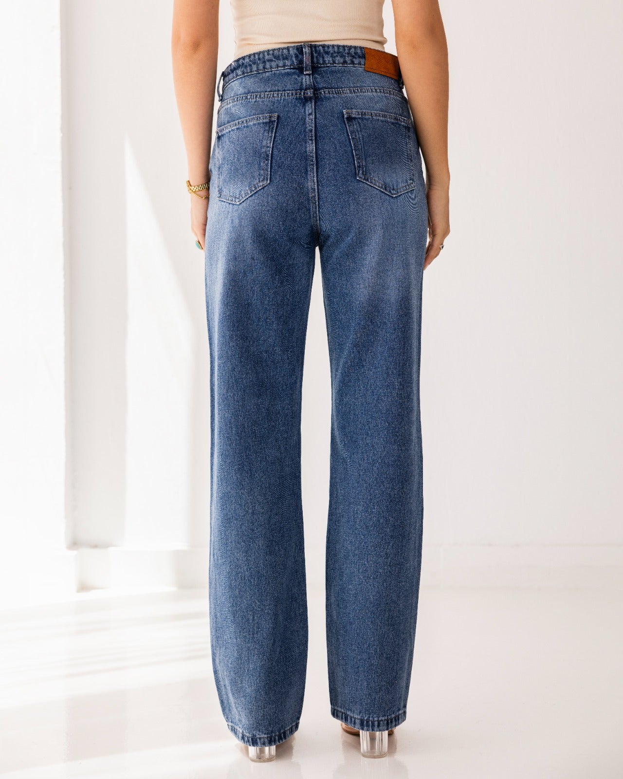 STRAIGHT DENIM PANTS-LIGHT BLUE