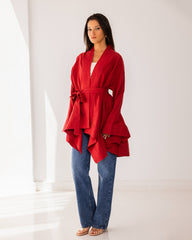 PURE LINEN CARDIGAN-RED