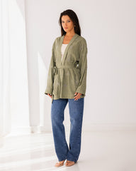 EMBROIDERY CARDIGAN-OLIVE