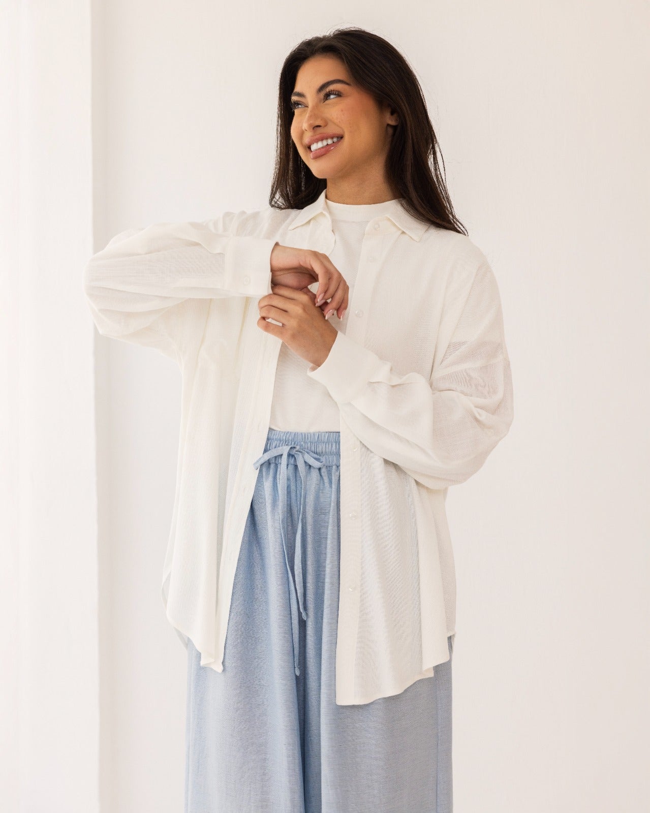 PLAIN LINEN SHIRT-OFF WHITE