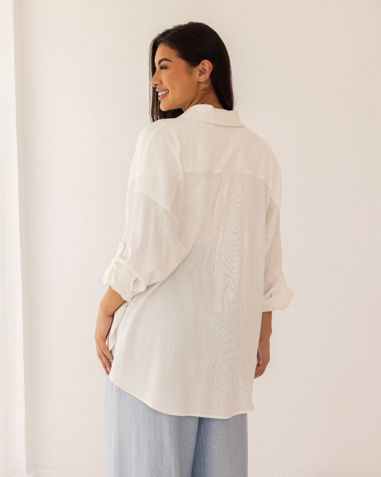 PLAIN LINEN SHIRT-OFF WHITE