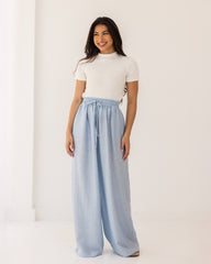 STRAIGHT LINEN PANTS-BABY BLUE
