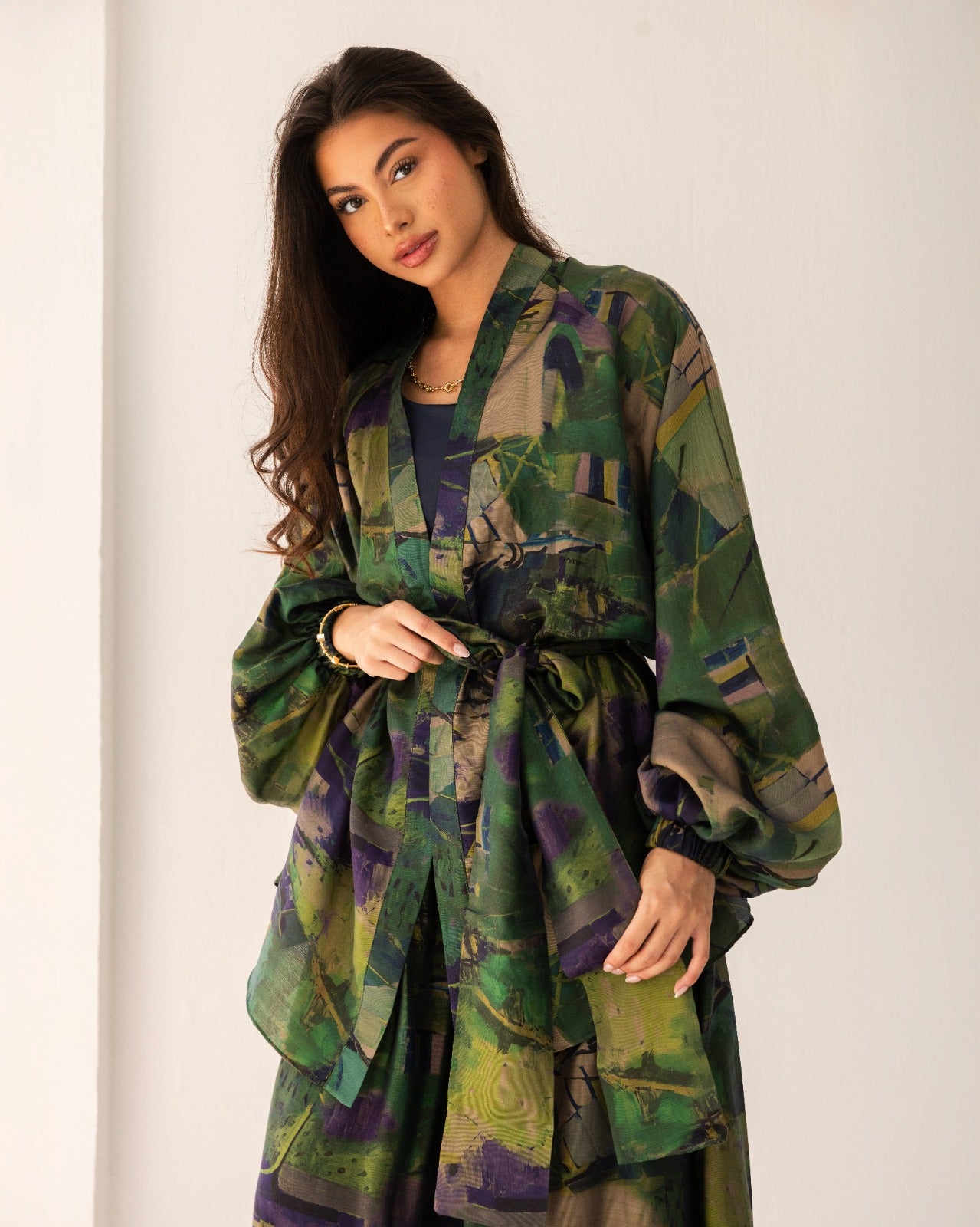 PRINTED CARDIGAN-BLUE BLACK
