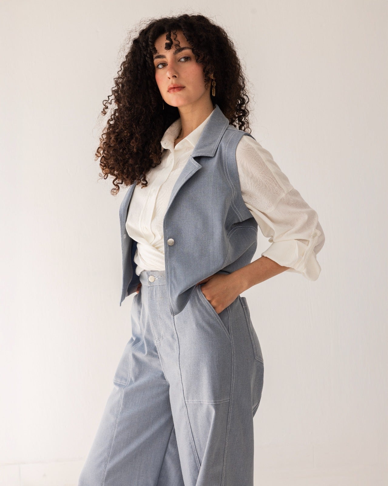 STRIPED PANTS-BABY BLUE