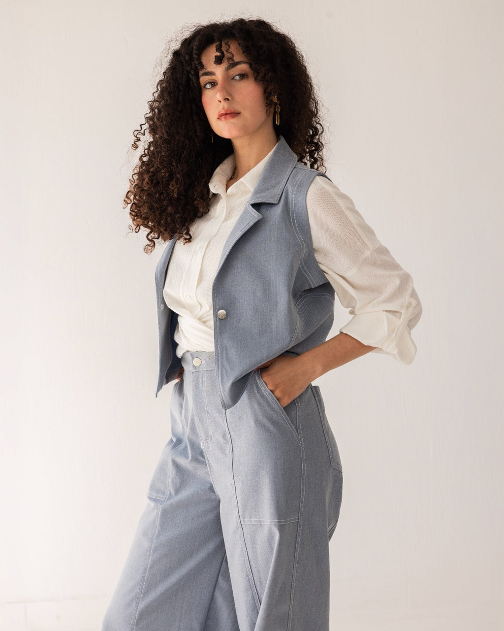 STRIPED PANTS-BABY BLUE