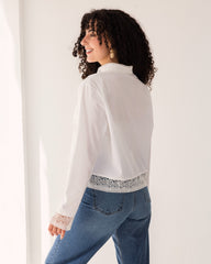 DENTELLE POPLIN SHIRT-WHITE