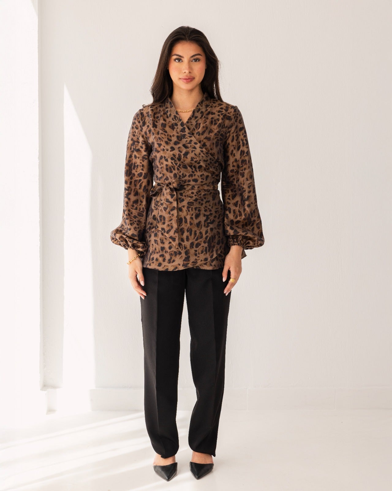 printed wrapped blouse-TIGER