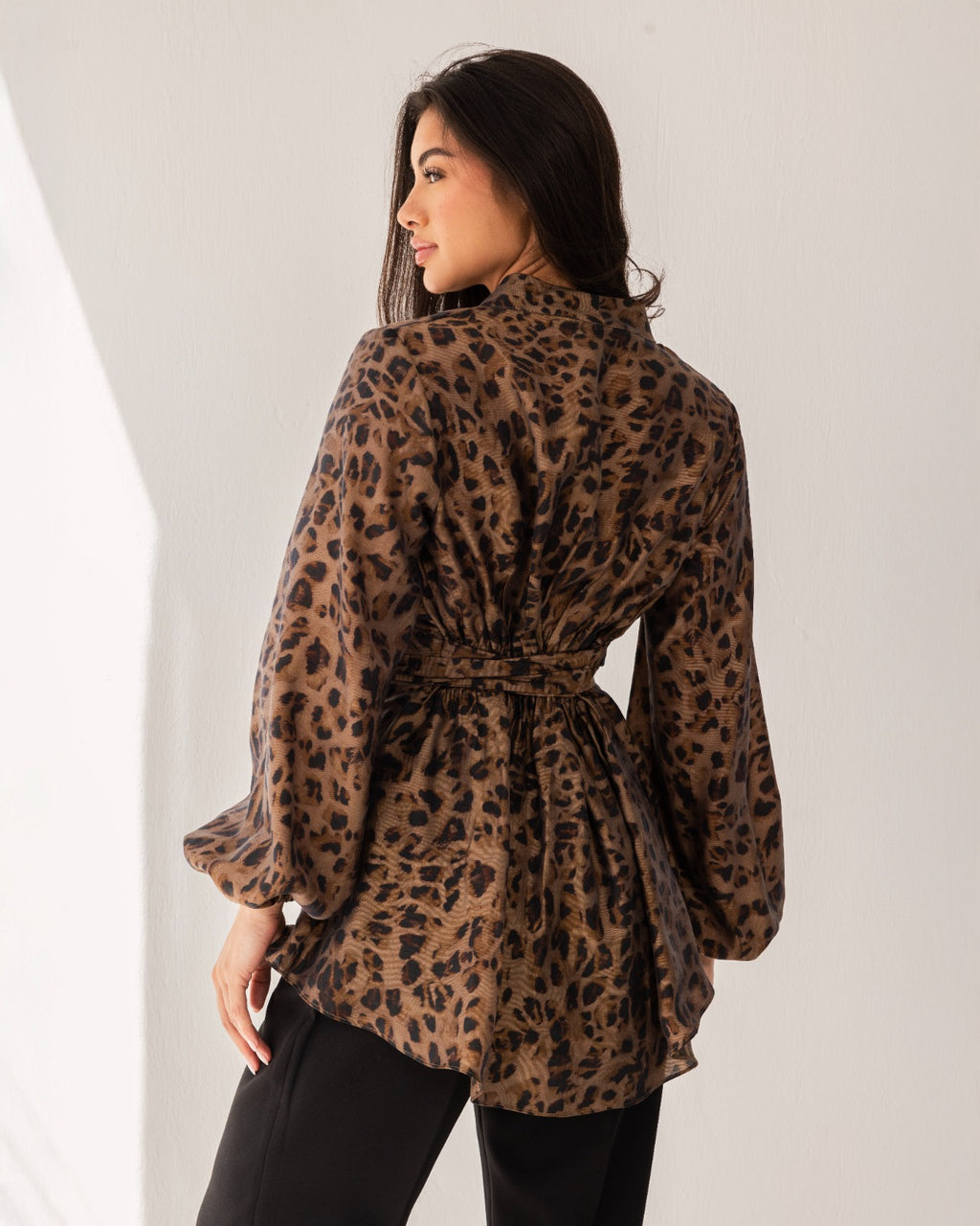 printed wrapped blouse-TIGER