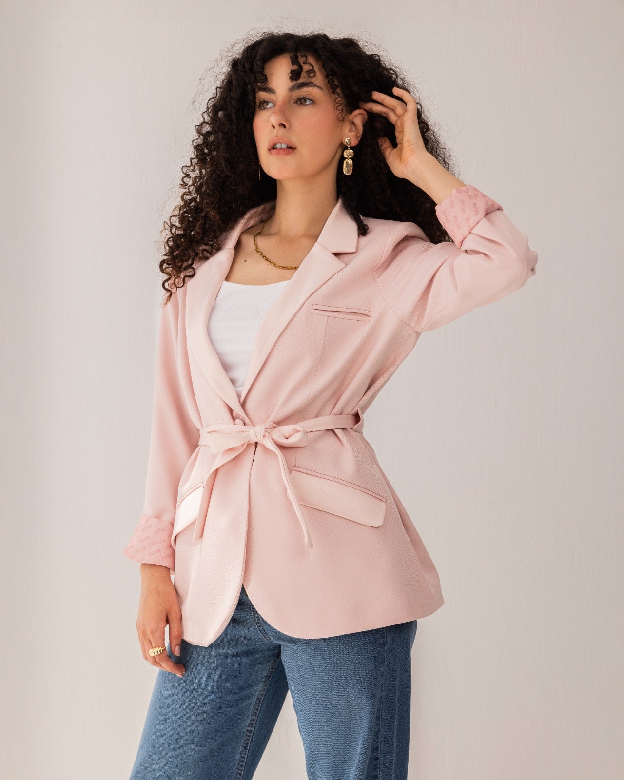 MIXED BLAZER-Rose