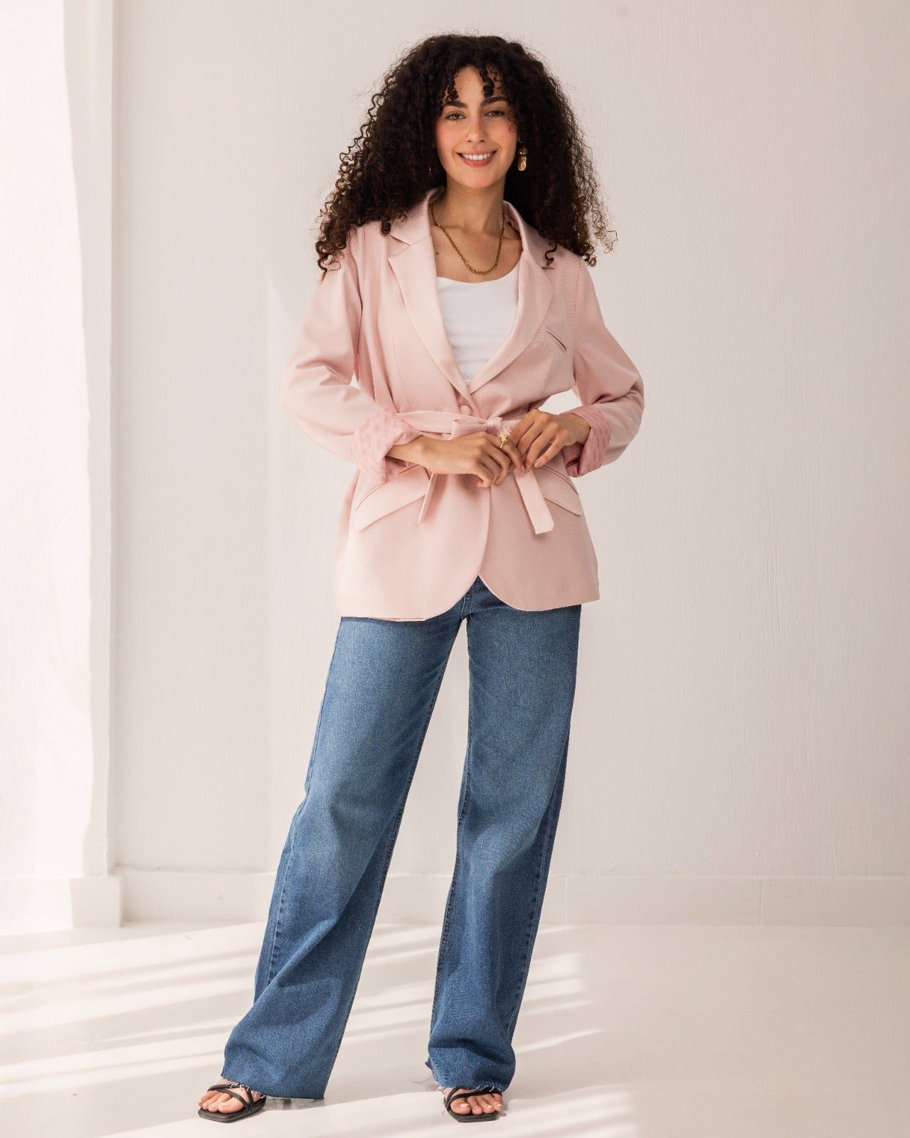 MIXED BLAZER-Rose