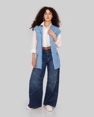 SLEEVELESS LINEN VEST-BABY BLUE