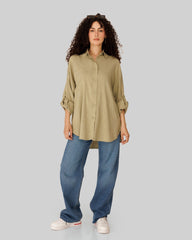 PLAIN LINEN SHIRT-OLIVE
